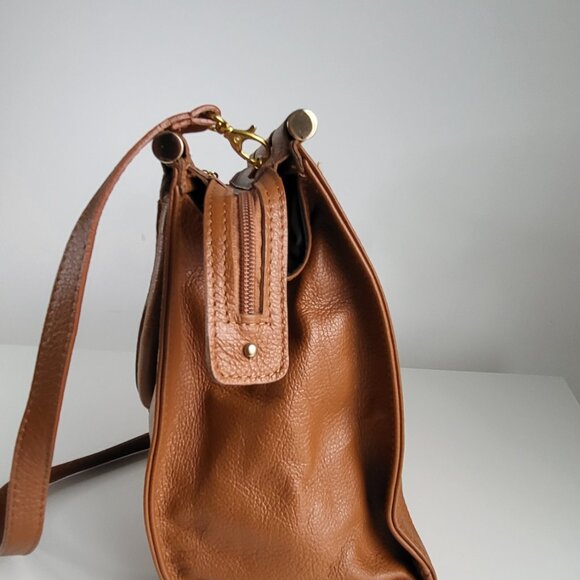 Vintage Italian Genuine Leather Structured Tote I Tan Brown I Made in Italy - Picture 4 of 9